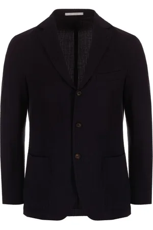 ELEVENTY Jassen, Heren, Blauw, M, Katoen, Rechtgesneden Donkerblauwe Katoenen Blazer