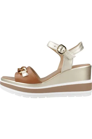 Nero Giardini Schoenen, Dames, Veelkleurig, 40 EU, Leer, Sandalia Cuna Wedge Sandalen
