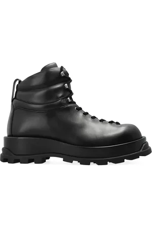 Jil Sander Schoenen, Heren, Zwart, 40 EU, Leer, Zwarte Leren Enkellaarzen