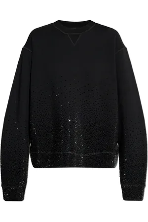 Dsquared2 Sweatshirts & Hoodies, Dames, Zwart, S, Katoen, Sweatshirt met Strass-steentjes