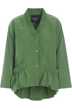 Bitte Kai Rand Jassen, Dames, Groen, L, Katoen, Gerimpelde Poplin Jas Treetop