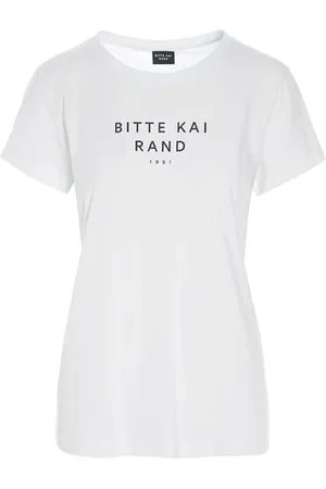 Bitte Kai Rand Tops, Dames, Wit, 2Xl, Katoen, Wit Logo T-shirt met korte mouwen
