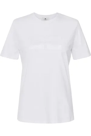 Elisabetta Franchi Tops, Dames, Wit, M, Katoen, Sparkling Logo T-shirt van katoenen jersey