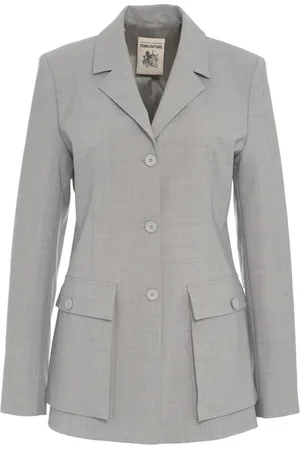 SEMICOUTURE Jassen, Dames, Grijs, M, Polyester, Chique Grijze Blazer