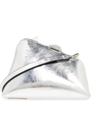 The Attico Tassen, Dames, Grijs, ONE Size, Leer, Midnight Clutch