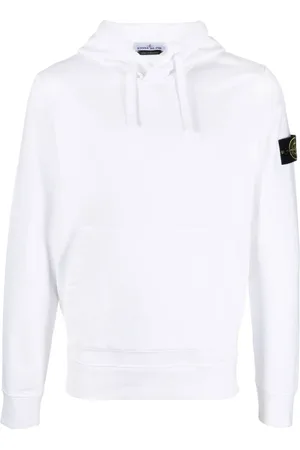 Stone Island Sweatshirts & Hoodies, Heren, Wit, 2Xl, Katoen, Witte Sweater met Capuchon en Kangoeroezak