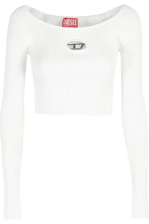 Diesel Tops, Dames, Wit, M, Polyester, Stijlvolle Vera Long Sleeve Shirt
