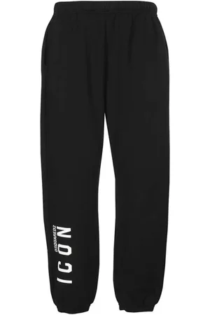 Dsquared2 Broeken, Dames, Zwart, M, Katoen, Trainingsbroeken met geprint logo