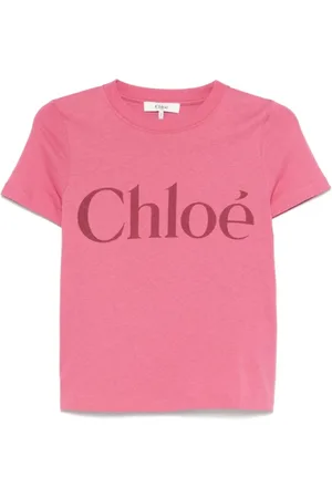 Chloé Tops, Dames, Roze, S, Katoen, T-shirt met logo-print