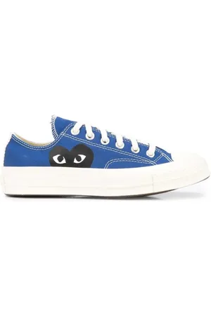 Comme des Garçons Schoenen, Heren, Blauw, 37 1/2 EU, Katoen, Blauwe Low Top Collaboration Sneakers