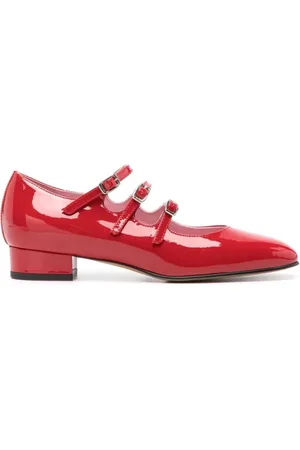 Carel Schoenen, Dames, Rood, 38 EU, Leer, Rode Ballet Flats met Hak en Bandjes