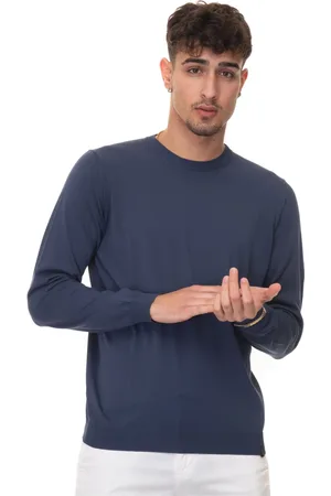 FAY Truien, Heren, Blauw, L, Katoen, Rondgebreide Pullover