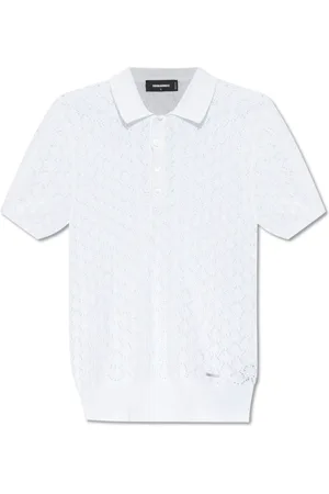 Dsquared2 Tops, Heren, Wit, L, Katoen, Katoenen poloshirt