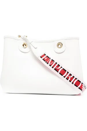 Emporio Armani Tassen, Dames, Wit, ONE Size, My EA Gestreepte Schoudertas