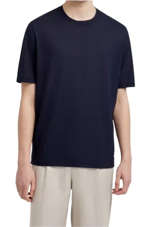 FILIPPO DE LAURENTIIS Tops, Heren, Blauw, L, Katoen, Korte Mouw Ronde Hals T-shirt