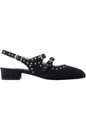 Carel Schoenen, Dames, Zwart, 38 EU, Denim, Zwarte Denim Sling Back Queen Schoenen