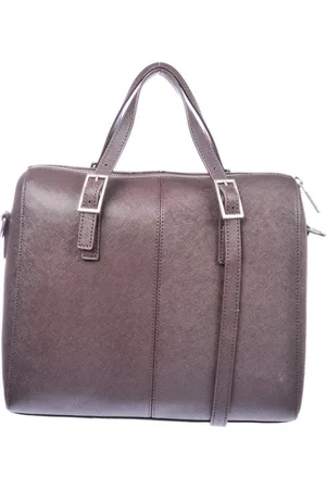 Emporio Armani Tassen, Dames, Bruin, ONE Size, Bruine Leren Schoudertas