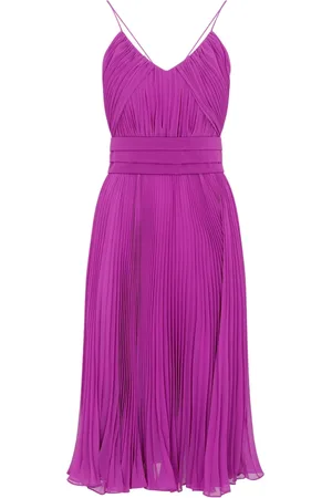 Max Mara Kleedjes, Dames, Paars, M, Geplisseerde Zijden Party Jurk