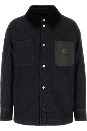 Fendi Jassen, Heren, Zwart, L, Katoen, Zwart Jasje met Knopen en Faux-Shearling Afwerking