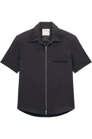 Courrèges Overhemden, Heren, Zwart, L, Polyester, Zipped Light Twill Shirt