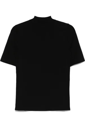 Calvin Klein Tops, Dames, Zwart, S, Polyester, Zwarte Geribbelde Trui met Korte Mouwen