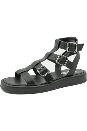 Steve Madden Schoenen, Dames, Zwart, 37 EU, Leer, Aviator Ss 24 Flat Sandalen
