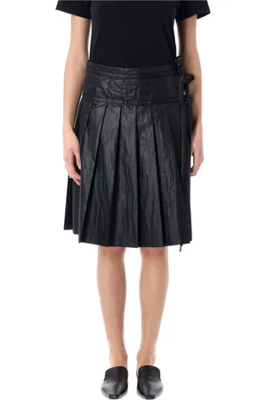 Low Classic Rokken, Dames, Zwart, S, Zwarte Geplooide Ritsrok Glanzende Stof