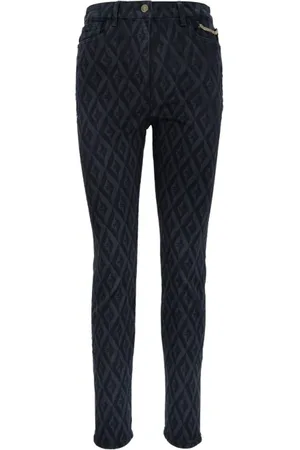 Elisabetta Franchi Jeans, Dames, Zwart, W25, Katoen, Gold Button Zipper Dames Jeans