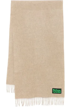 Ganni Accessoires, Dames, , ONE Size, Wol, wollen sjaal met gerafelde randen