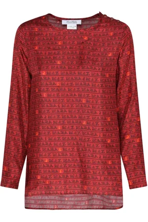 Max Mara Blouses & Shirts, Dames, Rood, 3Xs, Logo Blouse