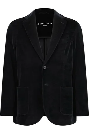Circolo Jassen, Heren, Zwart, S, Katoen, Velvet Blazer Slim-Fit met Zakken aan de Voorkant