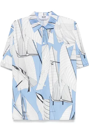 Msgm Overhemden, Heren, Blauw, L, Korenbloemblauwe Button-Up Shirt