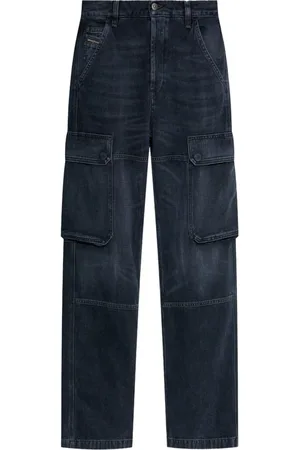 Diesel Jeans, Dames, Blauw, W28, Denim, Cargo Pocket Straight Jeans