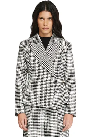 Silvian Heach Jassen, Dames, Veelkleurig, M, Polyester, Houndstooth Reversible Jas