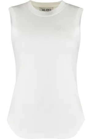 The Attico Tops, Dames, Wit, S, Katoen, Geribbelde Katoenen Tanktop