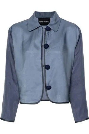 Emporio Armani Jassen, Dames, Blauw, S, Organza, Clear Silk Jacket