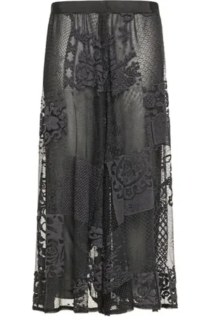 FORTE FORTE Broeken, Dames, Zwart, S, Lace Patchwork Culotte Broek