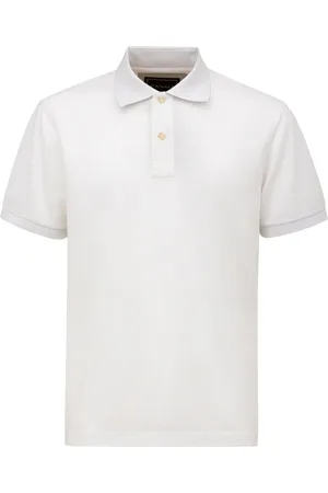 CANALI Tops, Heren, Wit, L, Katoen, Polo Shirt met Korte Mouwen