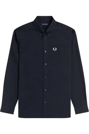 Fred Perry Overhemden, Heren, Blauw, L, Katoen, Navy Oxford Shirt Klassieke Stijl