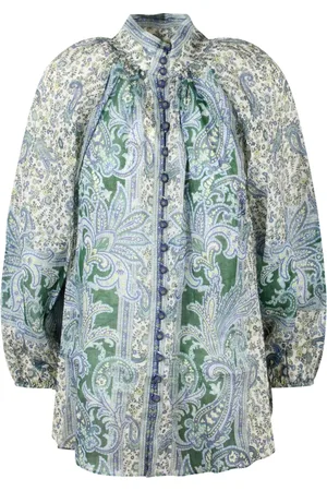 ZIMMERMANN Blouses & Shirts, Dames, Groen, S, Billow Blouse met Polo Hals