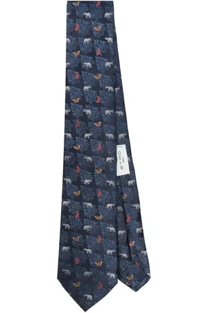 Etro Accessoires, Heren, Blauw, ONE Size, Marineblauwe Jacquard Stropdas met Patroon