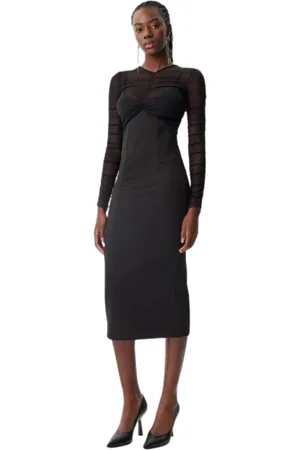 Patrizia Pepe Kleedjes, Dames, Zwart, M, Polyester, Zwarte jurk met blote rug en V-hals