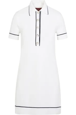 Gucci Kleedjes, Dames, Wit, M, Mini Polo Kraag Gebreide Jurk