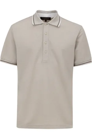 CANALI Tops, Heren, Grijs, M, Katoen, Polo Shirt met Korte Mouwen