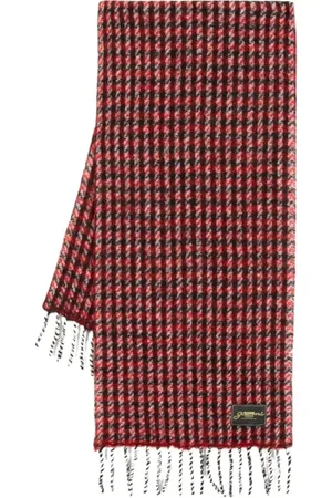 Ganni Accessoires, Dames, Rood, ONE Size, Wol, Synthetische Sjaal met Leren Voering