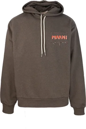 Marni Sweatshirts & Hoodies, Heren, Bruin, M, Katoen, Bruine Hoodie met Logo Details