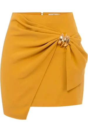 Elisabetta Franchi Rokken, Dames, Geel, S, Asymmetrische Minirok met Juwelen