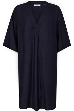 Co`Couture Kleedjes, Dames, Blauw, M, Navy Pleat Tunic Dress