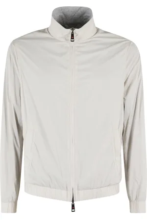Kired Jassen, Heren, Wit, L, Katoen, Beige Omkeerbare Jas met Ritssluiting