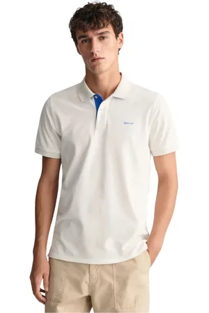 GANT Tops, Heren, Wit, XL, Katoen, Stretch Katoenen Poloshirt